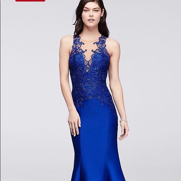 royal blue trumpet dress